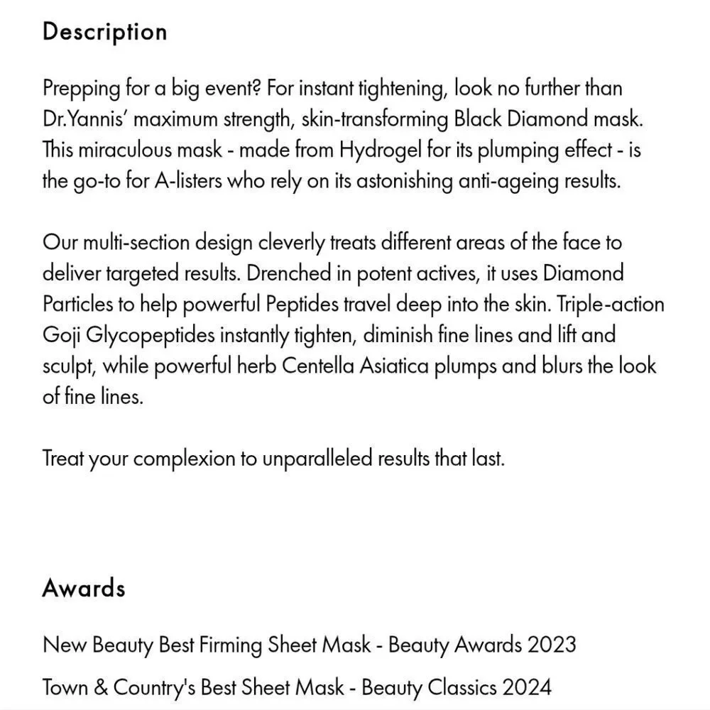 111Skin Celestial Black Diamond Lifting and Firming Treatment Mask For Face
